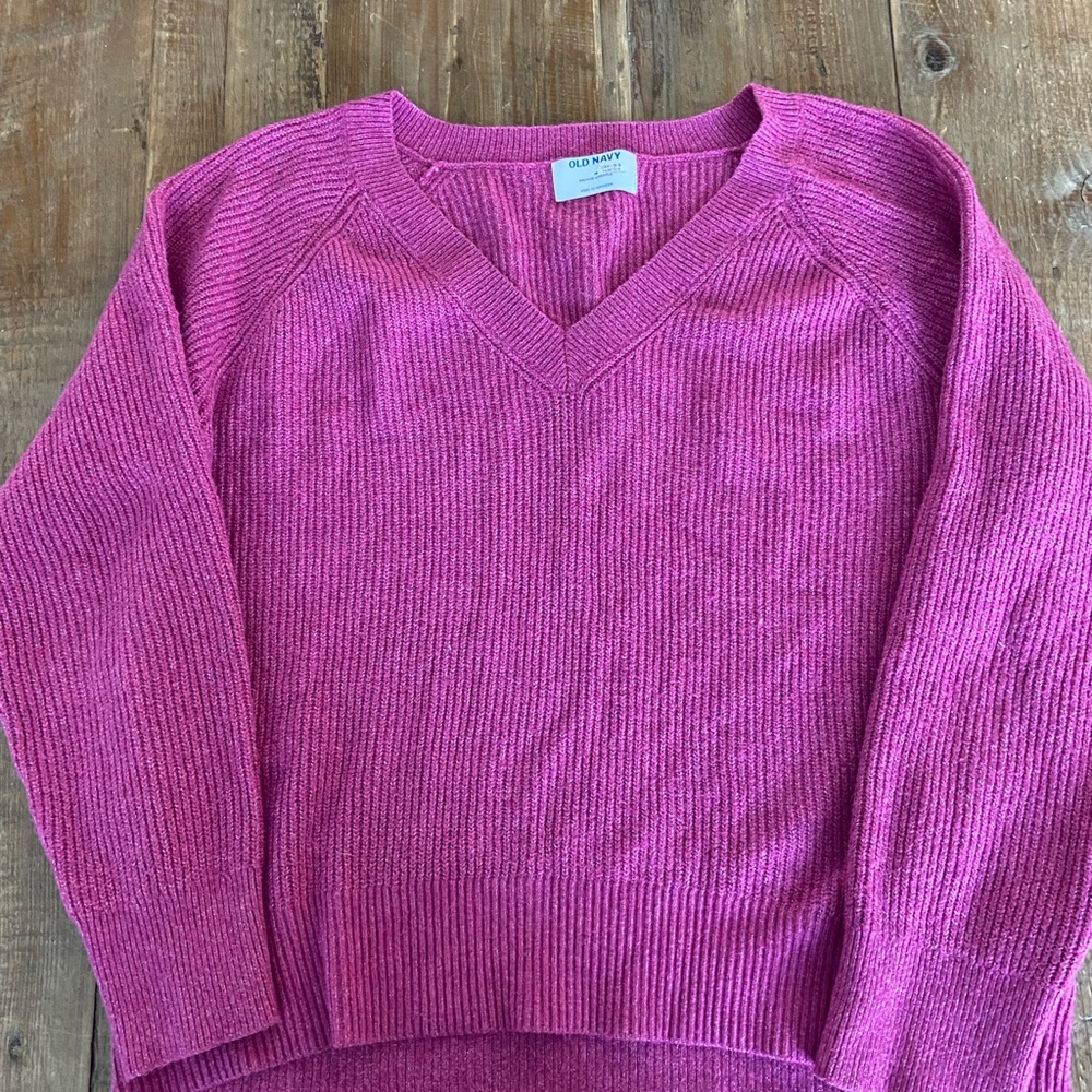 Old Navy Hot Pink V-Neck Sweater Medium